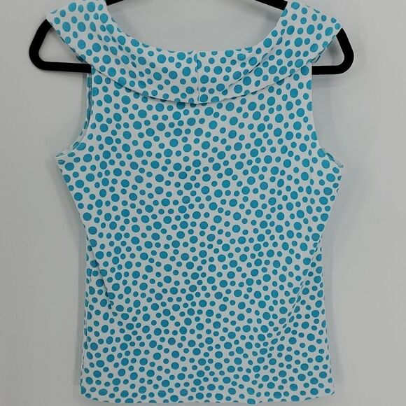 Rafael tourqwise Polka-dot top. Sleevless size small cowl neck. 100% cotton. - Picture 3 of 7